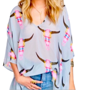 Show Me Your MuMu Lizzie Too Tunic Bull Skull - Size XS